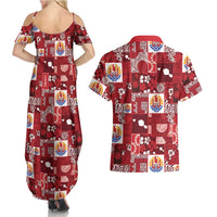 Tahiti Oaoa I Teie Noera Couples Matching Summer Maxi Dress and Hawaiian Shirt Pacific Patchwork Xmas Vibes - Polynesian Pride