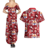 Tahiti Oaoa I Teie Noera Couples Matching Summer Maxi Dress and Hawaiian Shirt Pacific Patchwork Xmas Vibes - Polynesian Pride