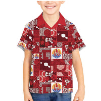 Tahiti Oaoa I Teie Noera Family Matching Mermaid Dress and Hawaiian Shirt Pacific Patchwork Xmas Vibes LT9 Son's Shirt Red - Polynesian Pride