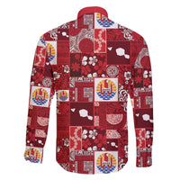 Tahiti Oaoa I Teie Noera Family Matching Off The Shoulder Long Sleeve Dress and Hawaiian Shirt Pacific Patchwork Xmas Vibes LT9 - Polynesian Pride