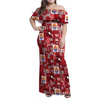 Tahiti Oaoa I Teie Noera Family Matching Off Shoulder Maxi Dress and Hawaiian Shirt Pacific Patchwork Xmas Vibes - Polynesian Pride