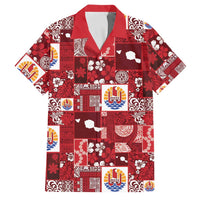 Tahiti Oaoa I Teie Noera Family Matching Puletasi and Hawaiian Shirt Pacific Patchwork Xmas Vibes LT9 Dad's Shirt - Short Sleeve Red - Polynesian Pride
