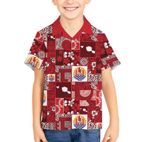 Tahiti Oaoa I Teie Noera Family Matching Tank Maxi Dress and Hawaiian Shirt Pacific Patchwork Xmas Vibes LT9 Son's Shirt Red - Polynesian Pride