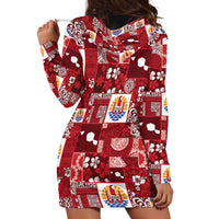 Tahiti Oaoa I Teie Noera Hoodie Dress Pacific Patchwork Xmas Vibes - Polynesian Pride