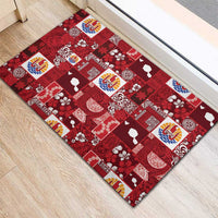 Tahiti Oaoa I Teie Noera Rubber Doormat Pacific Patchwork Xmas Vibes - Polynesian Pride