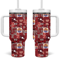 Tahiti Oaoa I Teie Noera Tumbler With Handle Pacific Patchwork Xmas Vibes - Polynesian Pride