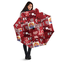 Tahiti Oaoa I Teie Noera Umbrella Pacific Patchwork Xmas Vibes - Polynesian Pride