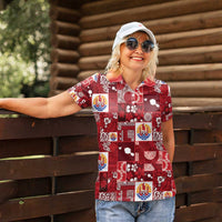 Tahiti Oaoa I Teie Noera Women Polo Shirt Pacific Patchwork Xmas Vibes - Polynesian Pride