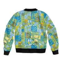 Tuvalu Manuia te Kilisimasi Bomber Jacket Pacific Patchwork Xmas Vibes - Polynesian Pride