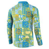 Tuvalu Manuia te Kilisimasi Button Sweatshirt Pacific Patchwork Xmas Vibes - Polynesian Pride