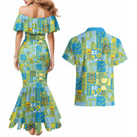 Tuvalu Manuia te Kilisimasi Couples Matching Mermaid Dress and Hawaiian Shirt Pacific Patchwork Xmas Vibes - Polynesian Pride
