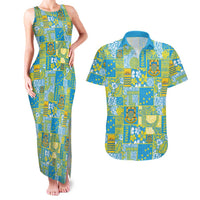 Tuvalu Manuia te Kilisimasi Couples Matching Tank Maxi Dress and Hawaiian Shirt Pacific Patchwork Xmas Vibes - Polynesian Pride