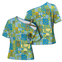 Tuvalu Manuia te Kilisimasi Cross Shoulder Shirt Pacific Patchwork Xmas Vibes - Polynesian Pride