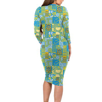 Tuvalu Manuia te Kilisimasi Family Matching Long Sleeve Bodycon Dress and Hawaiian Shirt Pacific Patchwork Xmas Vibes LT9 - Polynesian Pride