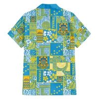 Tuvalu Manuia te Kilisimasi Family Matching Off The Shoulder Long Sleeve Dress and Hawaiian Shirt Pacific Patchwork Xmas Vibes LT9 - Polynesian Pride