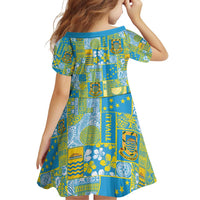 Tuvalu Manuia te Kilisimasi Family Matching Off Shoulder Short Dress and Hawaiian Shirt Pacific Patchwork Xmas Vibes - Polynesian Pride