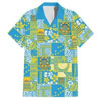Tuvalu Manuia te Kilisimasi Family Matching Short Sleeve Bodycon Dress and Hawaiian Shirt Pacific Patchwork Xmas Vibes LT9 Dad's Shirt - Short Sleeve Green - Polynesian Pride