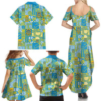 Tuvalu Manuia te Kilisimasi Family Matching Summer Maxi Dress and Hawaiian Shirt Pacific Patchwork Xmas Vibes - Polynesian Pride