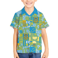 Tuvalu Manuia te Kilisimasi Family Matching Tank Maxi Dress and Hawaiian Shirt Pacific Patchwork Xmas Vibes LT9 Son's Shirt Green - Polynesian Pride