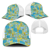 Tuvalu Manuia te Kilisimasi Mesh Trucker Cap Pacific Patchwork Xmas Vibes - Polynesian Pride