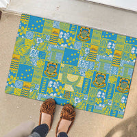 Tuvalu Manuia te Kilisimasi Rubber Doormat Pacific Patchwork Xmas Vibes - Polynesian Pride