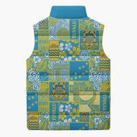 Tuvalu Manuia te Kilisimasi Sleeveless Puffer Jacket Pacific Patchwork Xmas Vibes - Polynesian Pride