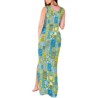 Tuvalu Manuia te Kilisimasi Tank Maxi Dress Pacific Patchwork Xmas Vibes - Polynesian Pride