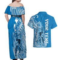 Yap Day 1 March Couples Matching Off Shoulder Maxi Dress and Hawaiian Shirt Micronesia Yapese Warrior LT9 - Polynesian Pride