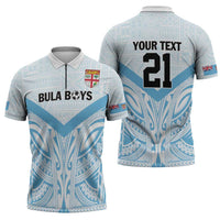 Fiji Football Custom Zipper Polo Shirt Bula Boys Go Champions - Polynesian Pride