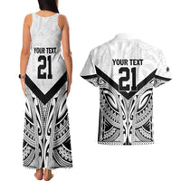 New Zealand Football Custom Couples Matching Tank Maxi Dress and Hawaiian Shirt All White Fern Go Champions