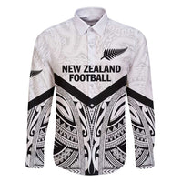 New Zealand Football Custom Family Matching Short Sleeve Bodycon Dress and Hawaiian Shirt All White Fern Go Champions LT9 Dad's Shirt - Long Sleeve White - Polynesian Pride