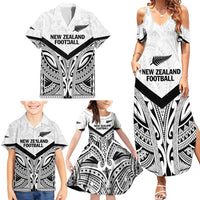 New Zealand Football Custom Family Matching Summer Maxi Dress and Hawaiian Shirt All White Fern Go Champions