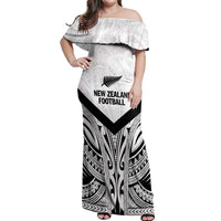 New Zealand Football Custom Off Shoulder Maxi Dress All White Fern Go Champions
