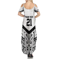 New Zealand Football Custom Summer Maxi Dress All White Fern Go Champions LT9 - Polynesian Pride