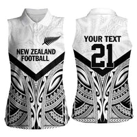 New Zealand Football Custom Women Sleeveless Polo Shirt All White Fern Go Champions