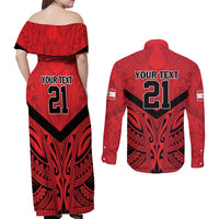 Tahiti Football Custom Couples Matching Off Shoulder Maxi Dress and Long Sleeve Button Shirt Toa Aito Go Champions LT9 - Polynesian Pride