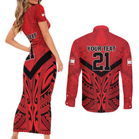 Tahiti Football Custom Couples Matching Short Sleeve Bodycon Dress and Long Sleeve Button Shirt Toa Aito Go Champions LT9 - Polynesian Pride