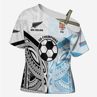 New Zealand-Fiji Football Custom Cross Shoulder Shirt Together Go Champions LT9 Female Art - Polynesian Pride