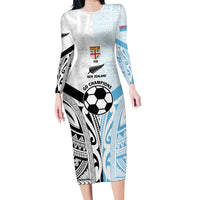 New Zealand-Fiji Football Custom Long Sleeve Bodycon Dress Together Go Champions
