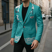 New Zealand Nurses Week Blazer Maori Kowhaiwhai Cyan Tribal
