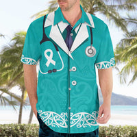 New Zealand Nurses Week Hawaiian Shirt Maori Kowhaiwhai Cyan Tribal