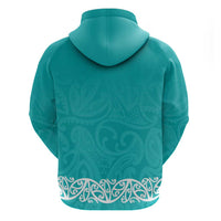 New Zealand Nurses Week Hoodie Maori Kowhaiwhai Cyan Tribal