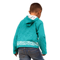 New Zealand Nurses Week Kid Hoodie Maori Kowhaiwhai Cyan Tribal LT9 - Polynesian Pride