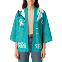New Zealand Nurses Week Kimono Maori Kowhaiwhai Cyan Tribal