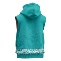 New Zealand Nurses Week Sleeveless Hoodie Maori Kowhaiwhai Cyan Tribal LT9 - Polynesian Pride