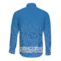 New Zealand Nurses Week Long Sleeve Button Shirt Maori Kowhaiwhai Blue Tribal