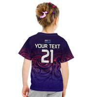 (Custom Text And Number) New Zealand Auckland Cricket Kid T Shirt Maori Traditional Ethnic Style LT9 - Polynesian Pride