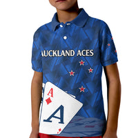 (Custom Text And Number) New Zealand Cricket Kid Polo Shirt Auckland Aces Sporty Style LT9 Kid Blue - Polynesian Pride
