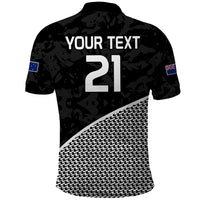 (Custom Text and Number) New Zealand Cricket Polo Shirt Black Cap Sporty Style No1 LT9 - Polynesian Pride