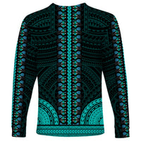 African Dashiki Long Sleeve Shirt With Polynesian Pattern - Teal LT9 - Polynesian Pride